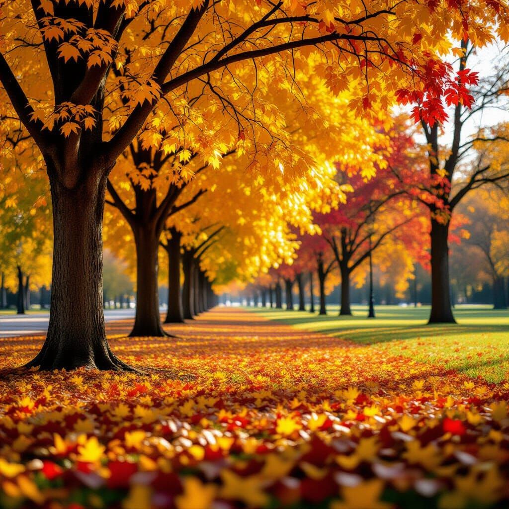 Vibrant Autumn Park Avenue Photography