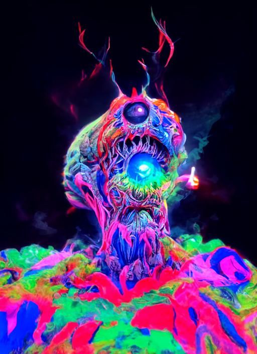 Sinister Psychedelic Hellscape in Vibrant Colors