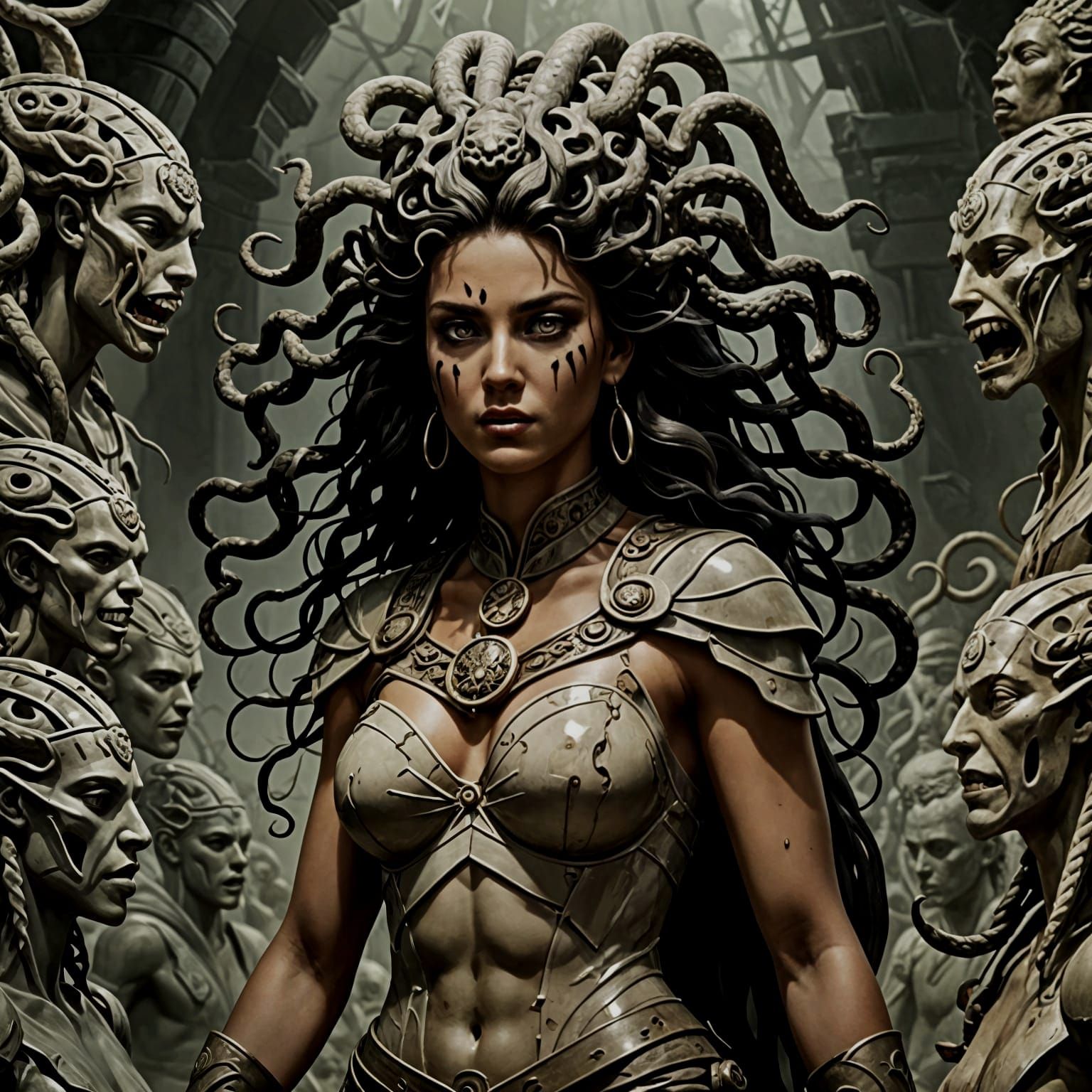 Medusa Surveys Petrified Warrior Collection