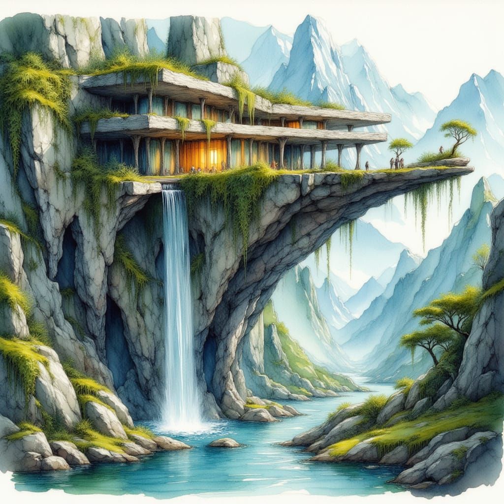 Impossible Cliffside House Integrated with Elven Ruins