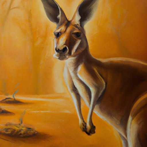 Kangaroo Portrait in Oil Painting Style