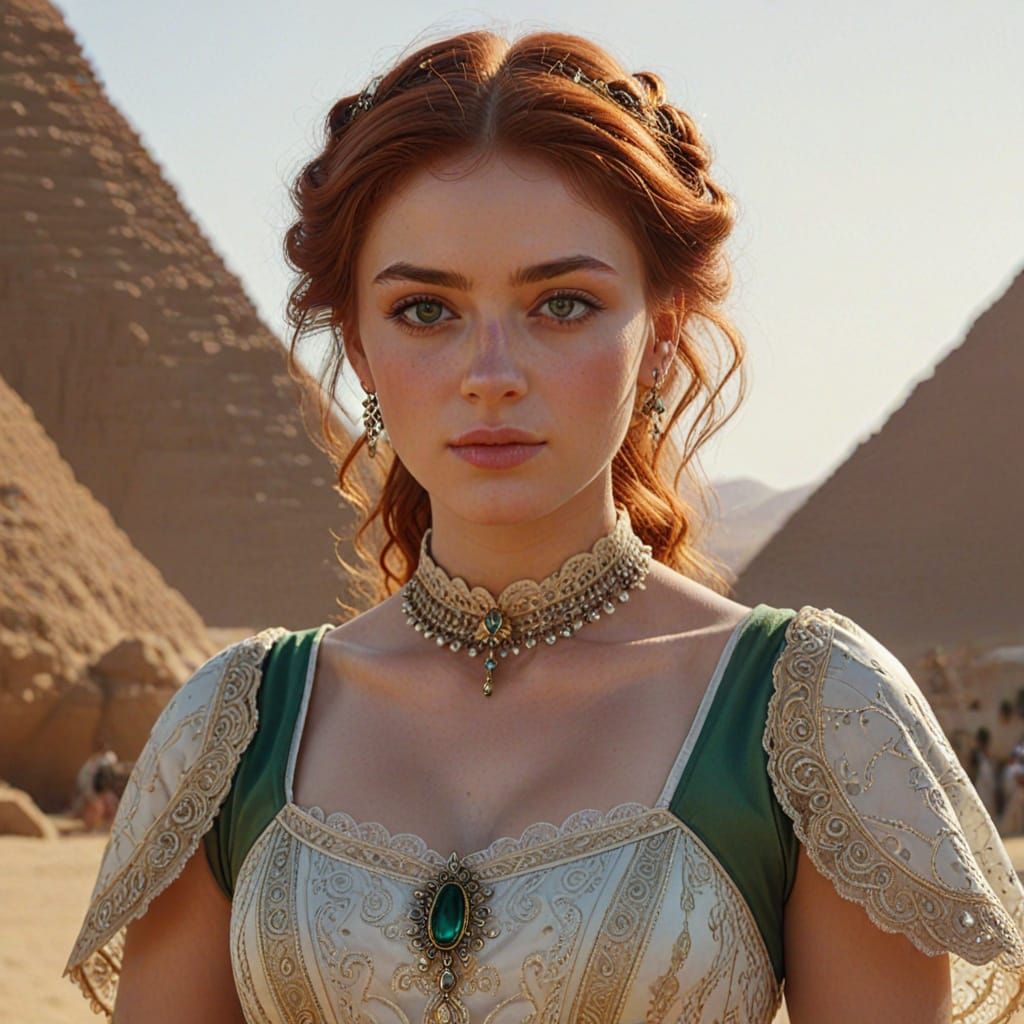 Victorian Woman in Egypt: Hyper-Realistic Digital Art