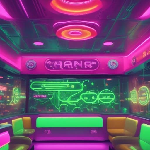 Singing Turtle in a Futuristic Cafe: Neon Noir