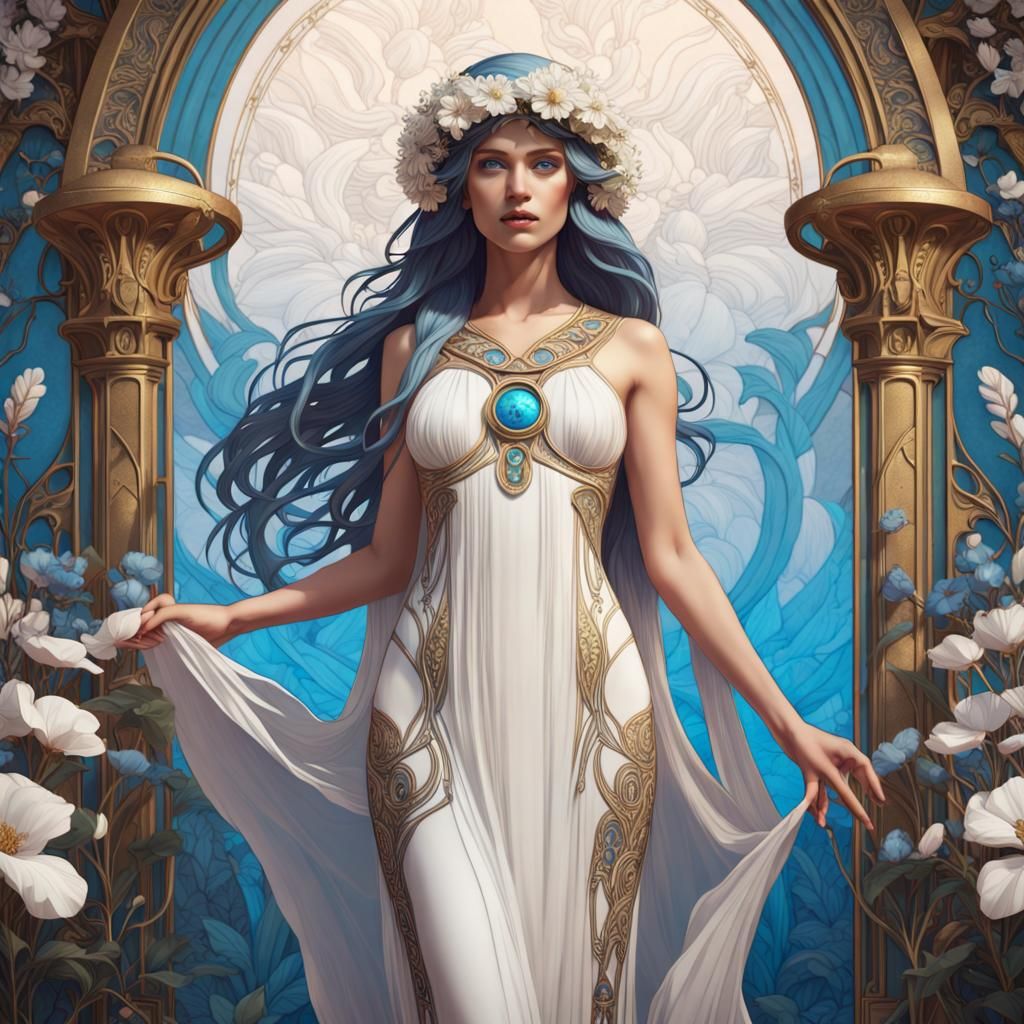Athena Goddess in Art Nouveau Style