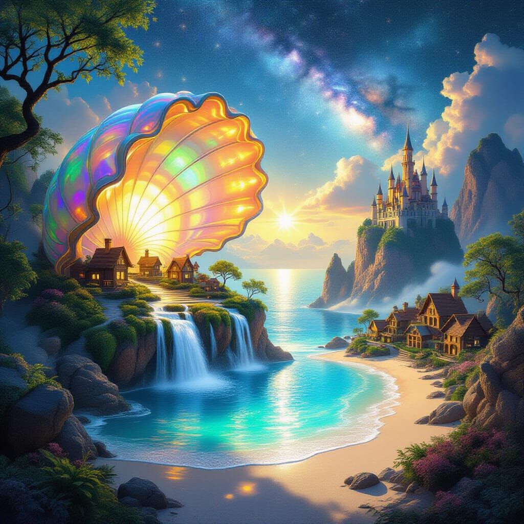 Fantasy World Inside Giant Seashell