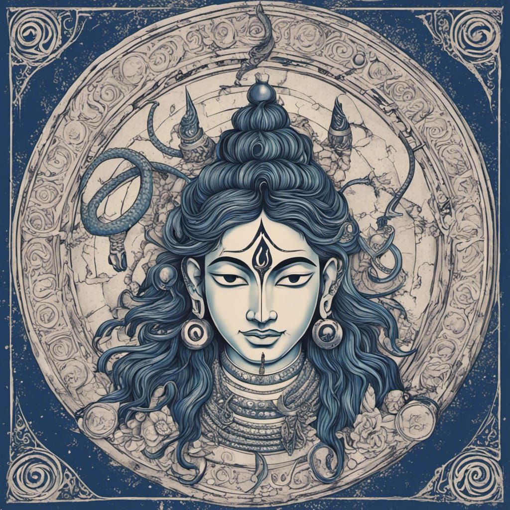 Lord Shiva Portrait with Third Eye in Digital Art