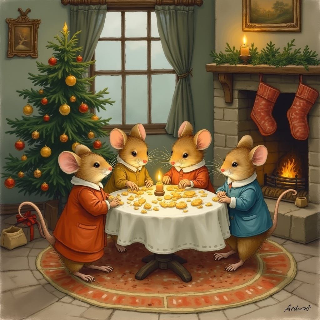 Festive Christmas Eve in Cozy Mouse Home