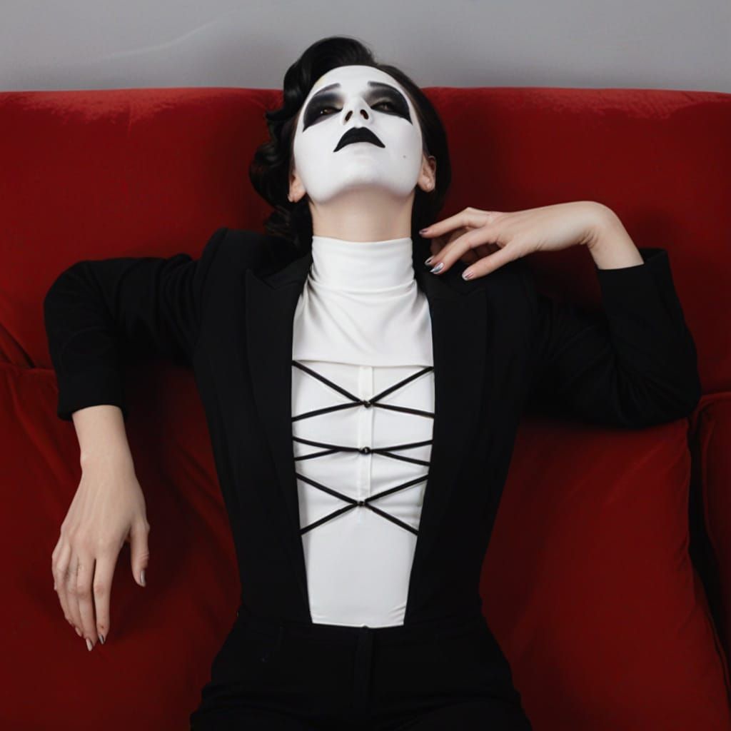 Woman in Black Velvet Attire, Embodying Silent Contemplation