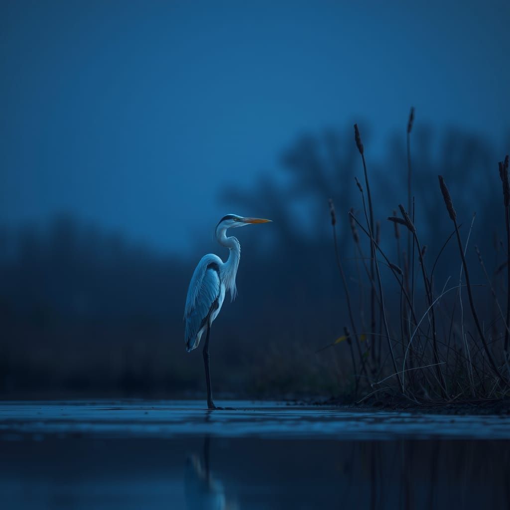 Glowing Great Blue Heron in Flux