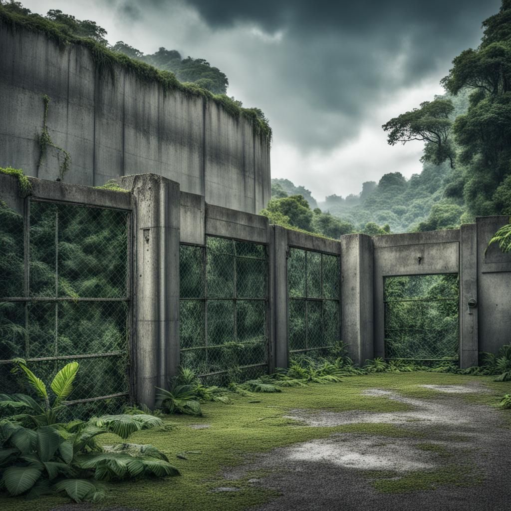 Abandoned Jurassic Park Enclosure in Jungle