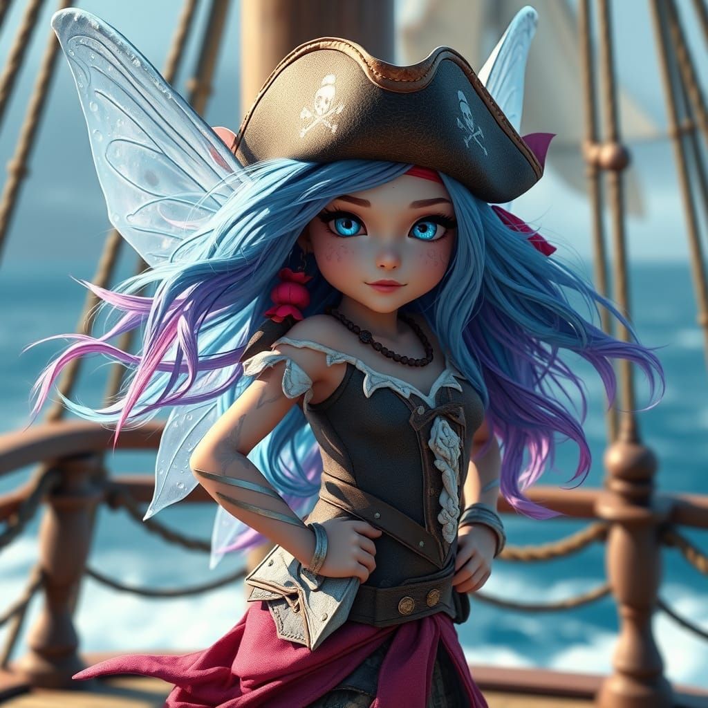 a breathtaking fairy girl wearing a rock-and-roll inspired p...