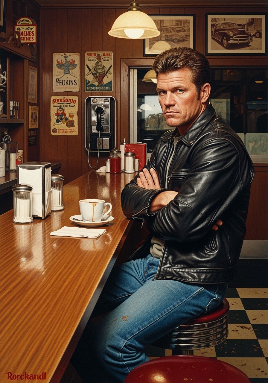 Randy Orton Poses in a Classic Diner Painting