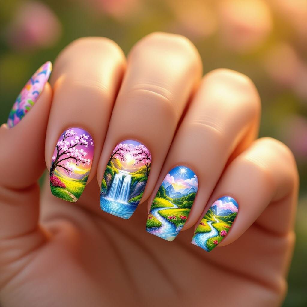 Fantasy Nail Art: Magical Scenes in 3D Realism