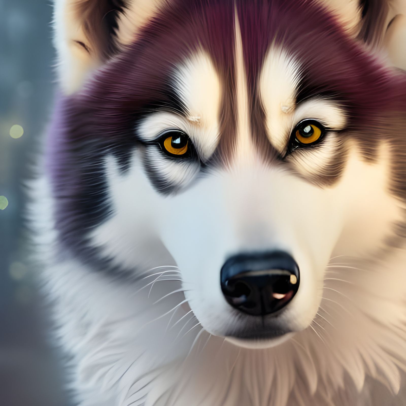 Hyperrealistic Husky Portrait in Detailed Gouache Painting