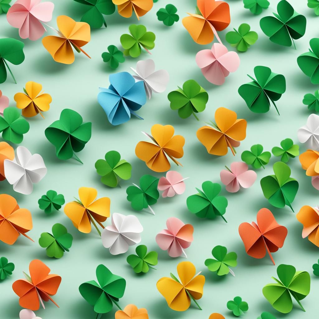 Origami Four-Leaf Clover Papercraft in 8K