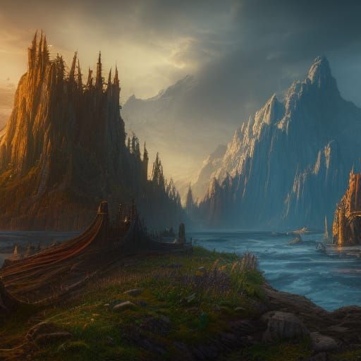 Fantastical Midnight Sun Landscape Concept Art