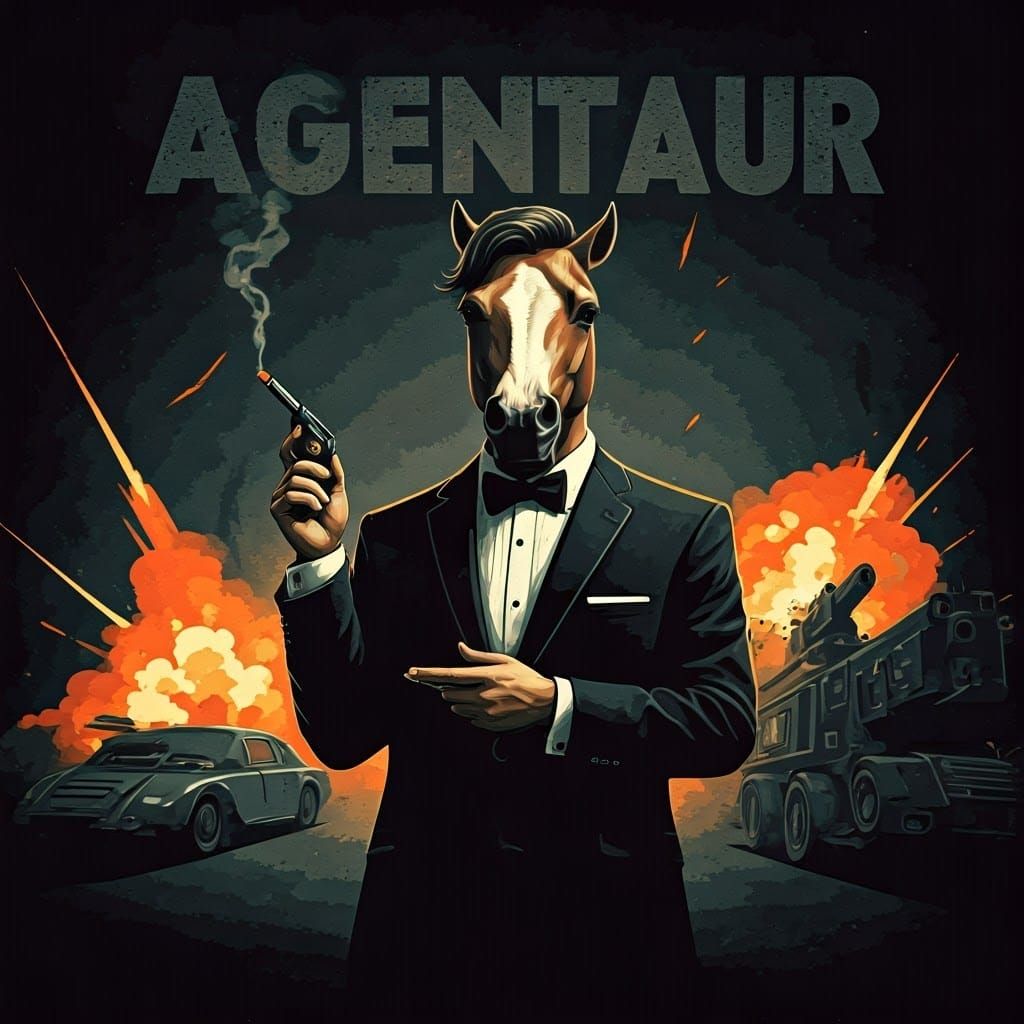 Suave Centaur Spy in Banksy Street Art Style