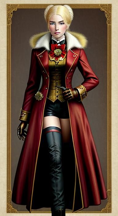Beautiful Blonde Woman in Steampunk Victorian Style