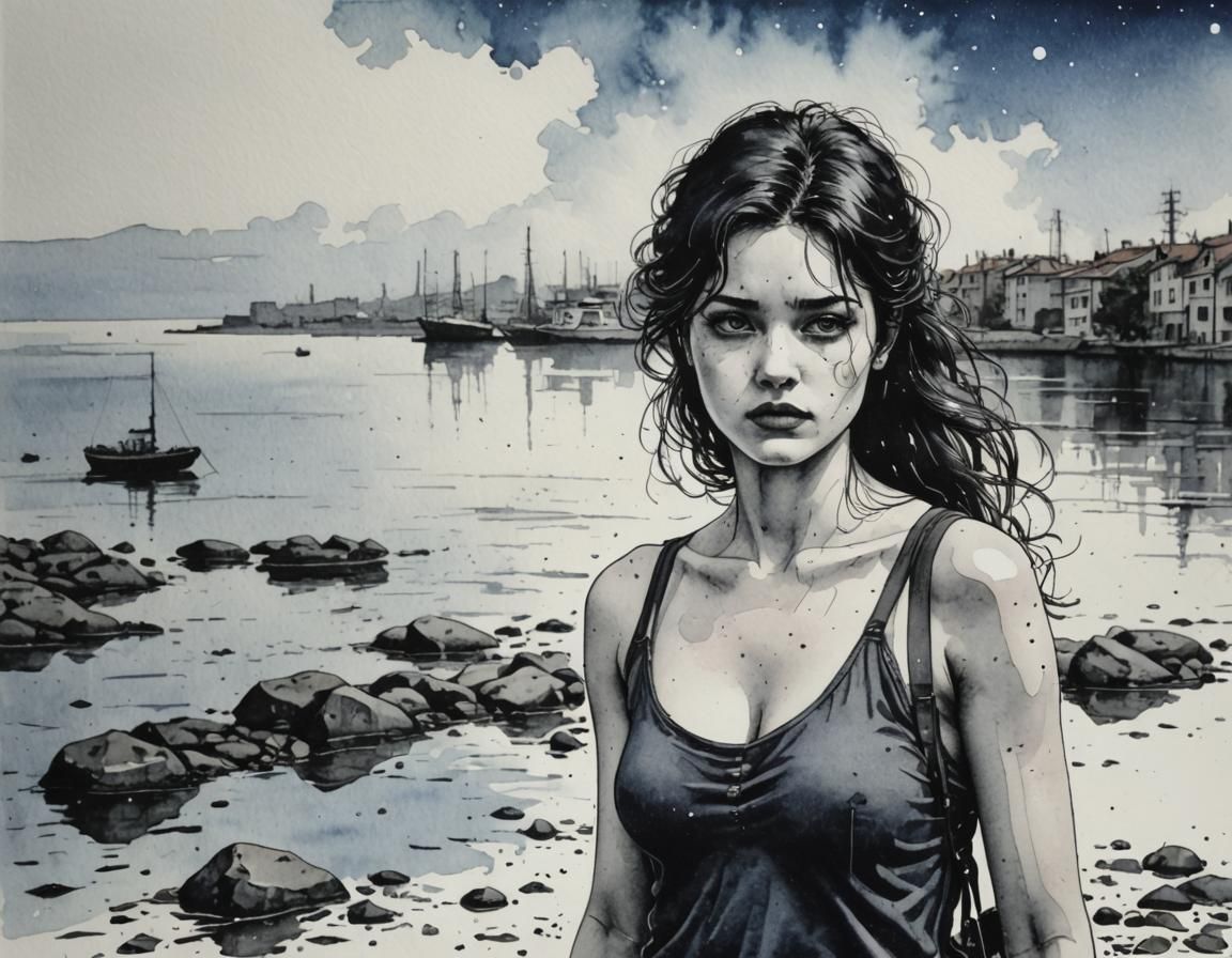 Detailed Watercolor and Ink Illustration