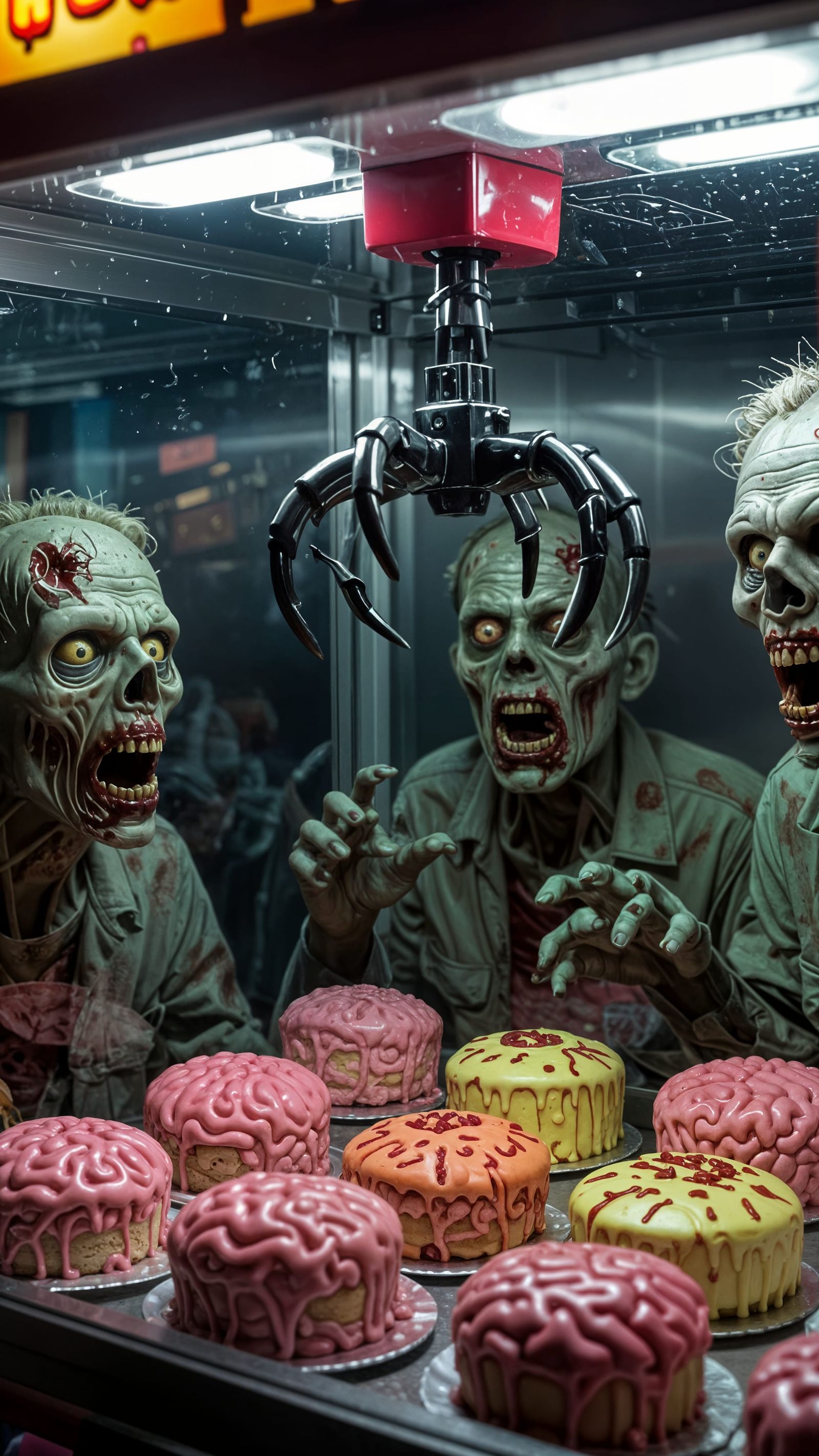 Zombies Crave Brain Cakes in Candy Grabber Machine