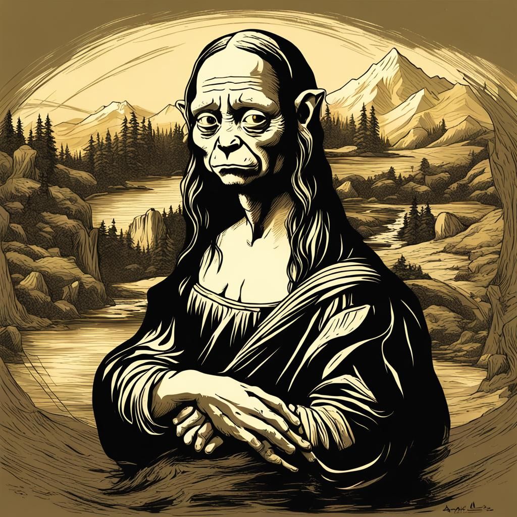 Gollum Portrait in Renaissance Anime Style