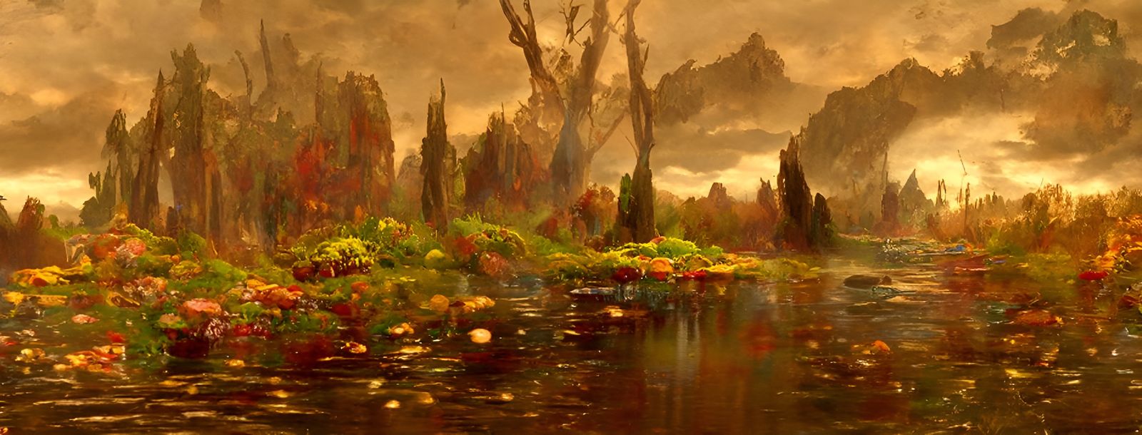 Overgrown Castle at Dusk: Hyperrealistic Nature Vista