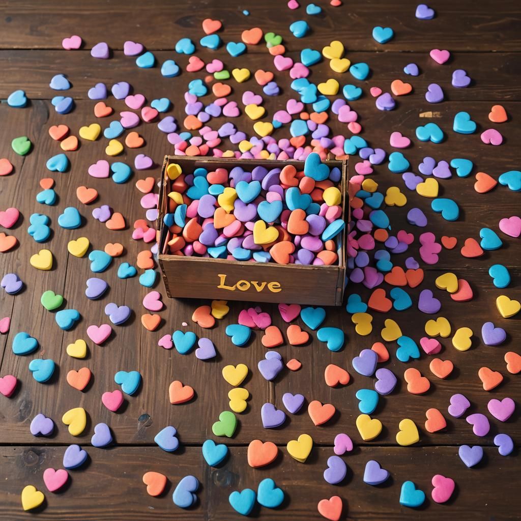 Rainbow Candy Hearts Spell Love in Digital Art