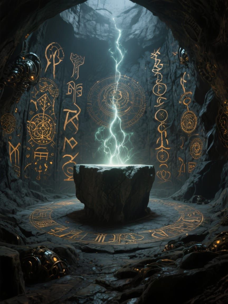 Hidden Chamber of Glowing Runes in Dark Fantasy Style