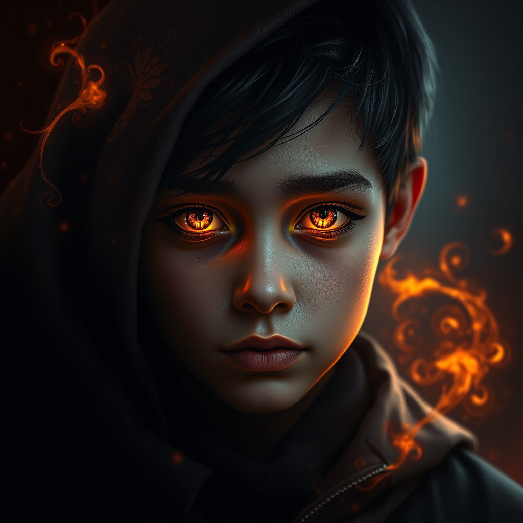 Intense Student Portrait in Dramatic Lighting, Hyperrealism