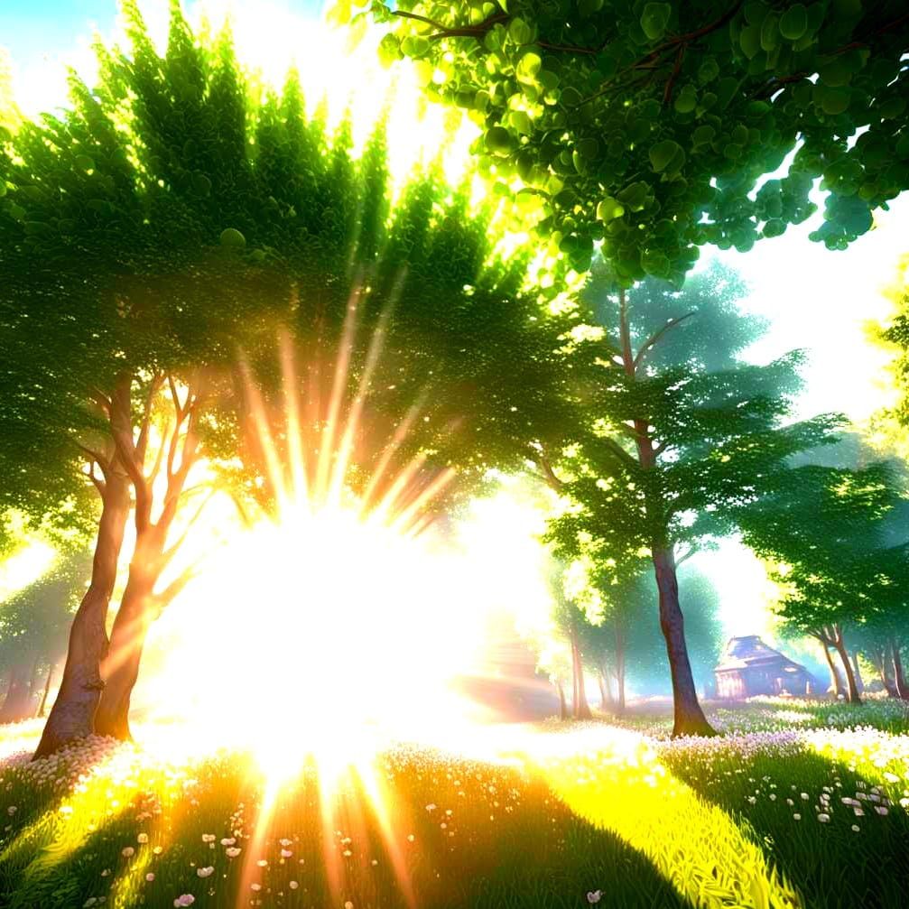 Intense Sun Illuminates a Hyperrealistic Bloomy Morning