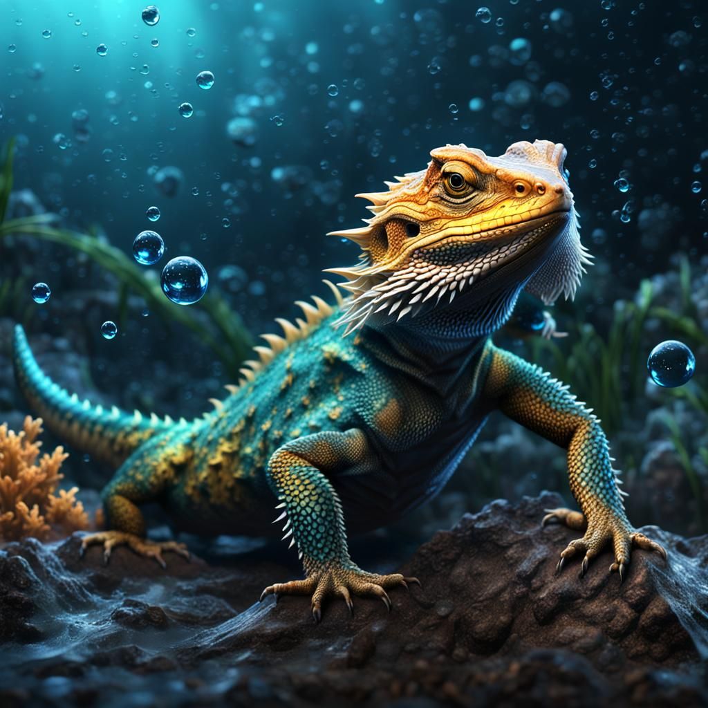 Aquatic Bearded Dragon on Ocean Planet