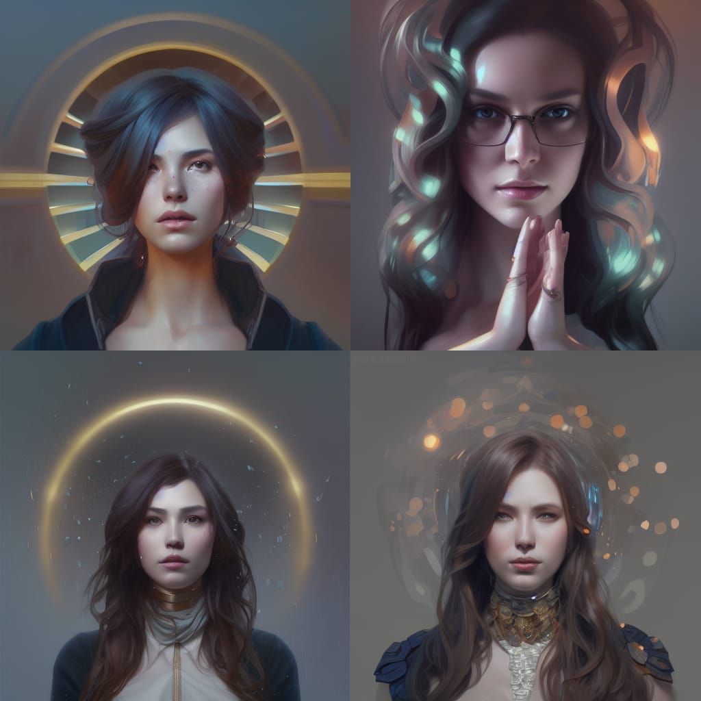 Detailed Portrait in Art Nouveau Style