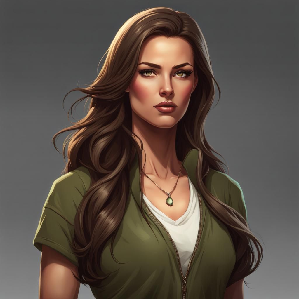 Hyperdetailed Portrait of a Woman in Olive