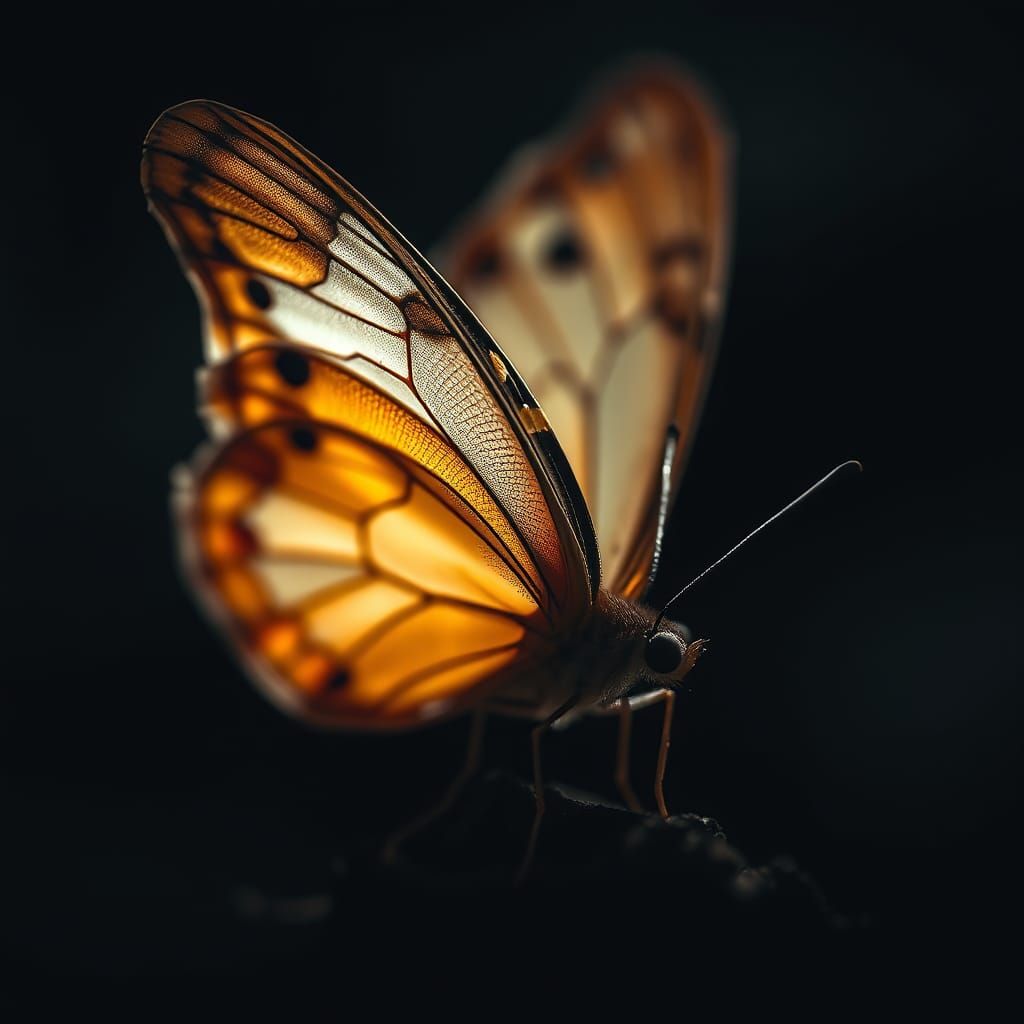Fractured Beauty: Macro Butterfly in Hyperrealistic Style