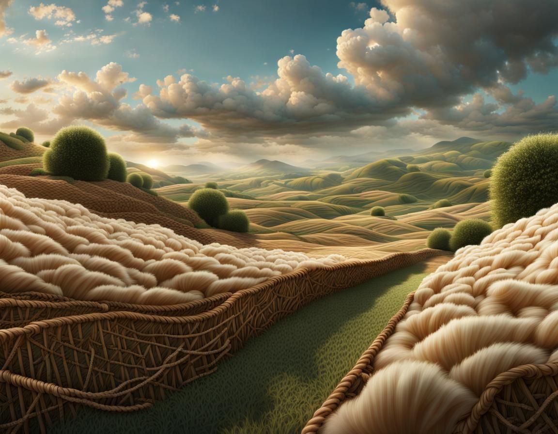 Textured Landscape with Corduroy Hills and Chiffon Rivers
