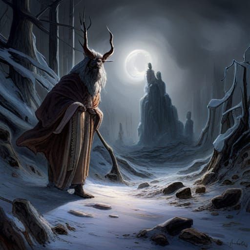 Monstrous Frost Giant Cat in Frozen Forest