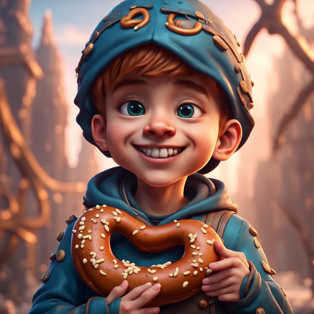 Cutest Pretzel Boy Character Art