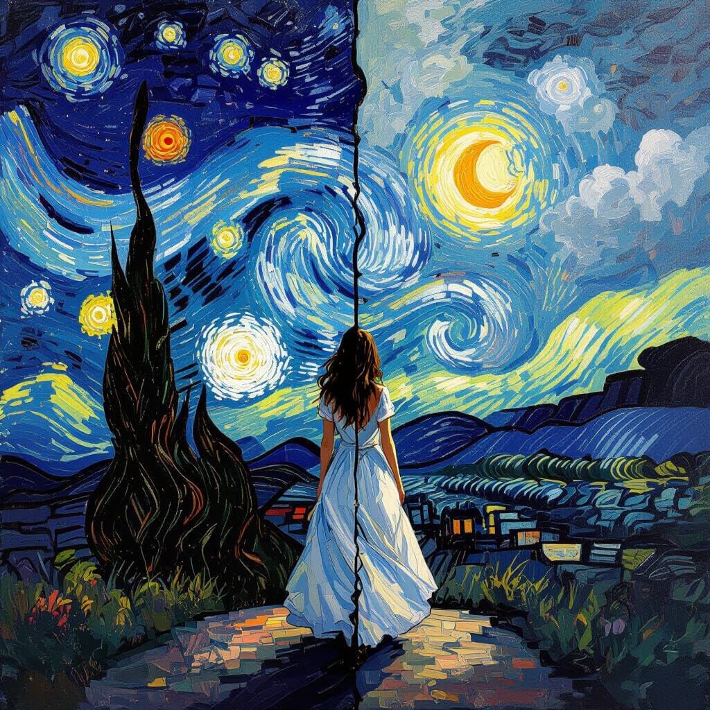 Woman at the Night and Day Divide: Impressionist Style