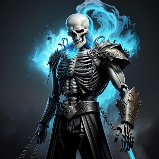 Skeleton in Suit Battles Zeus: Hyperrealistic Concept Art