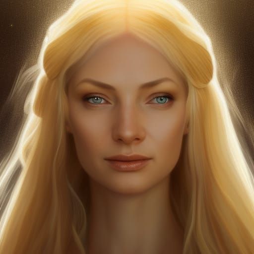 Ethereal Galadriel Portrait in Golden Light