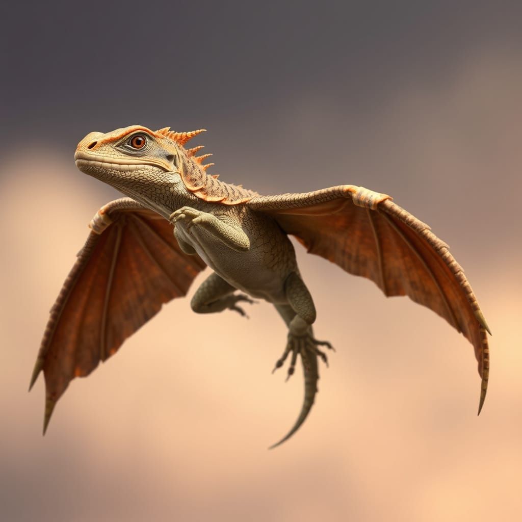 Fearsome Flying Lizard with Robust Wings
