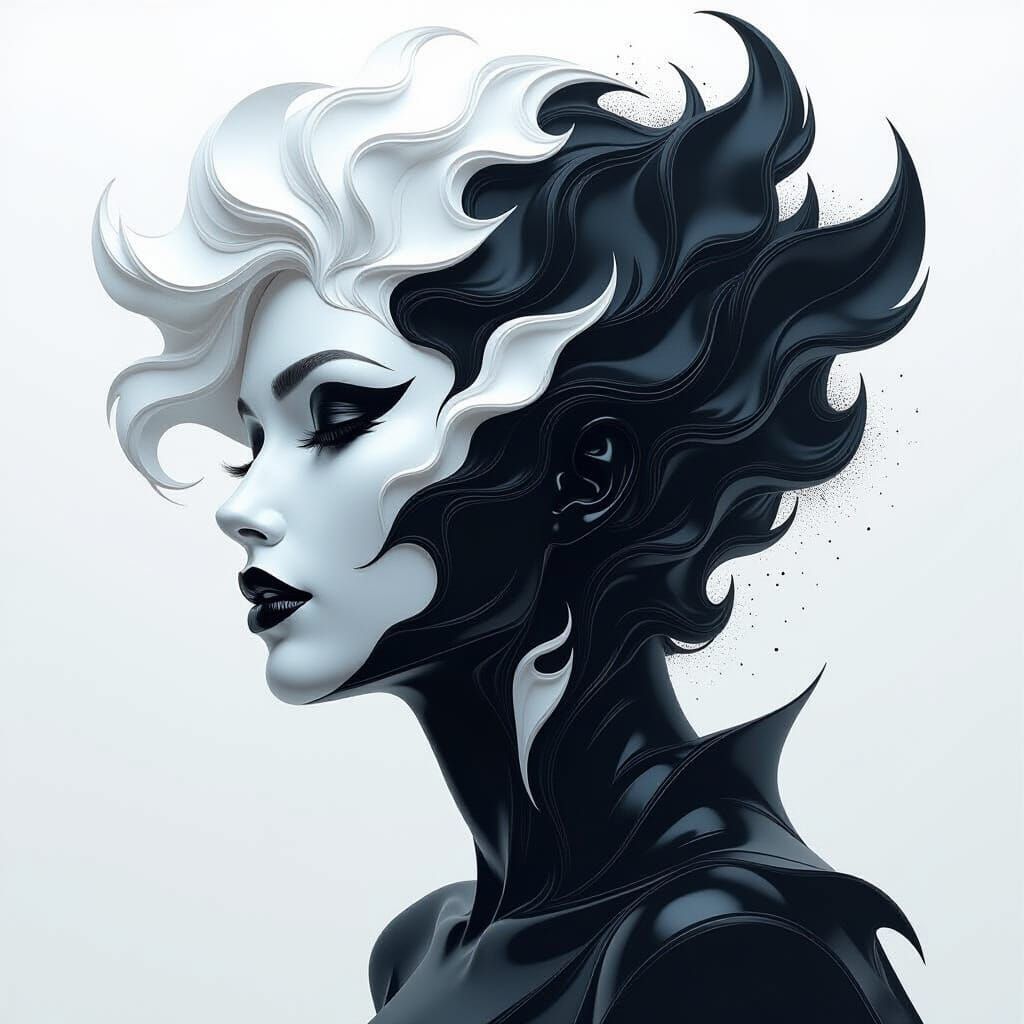 Abstract Expressionist Portrait with Intense Color Contrast