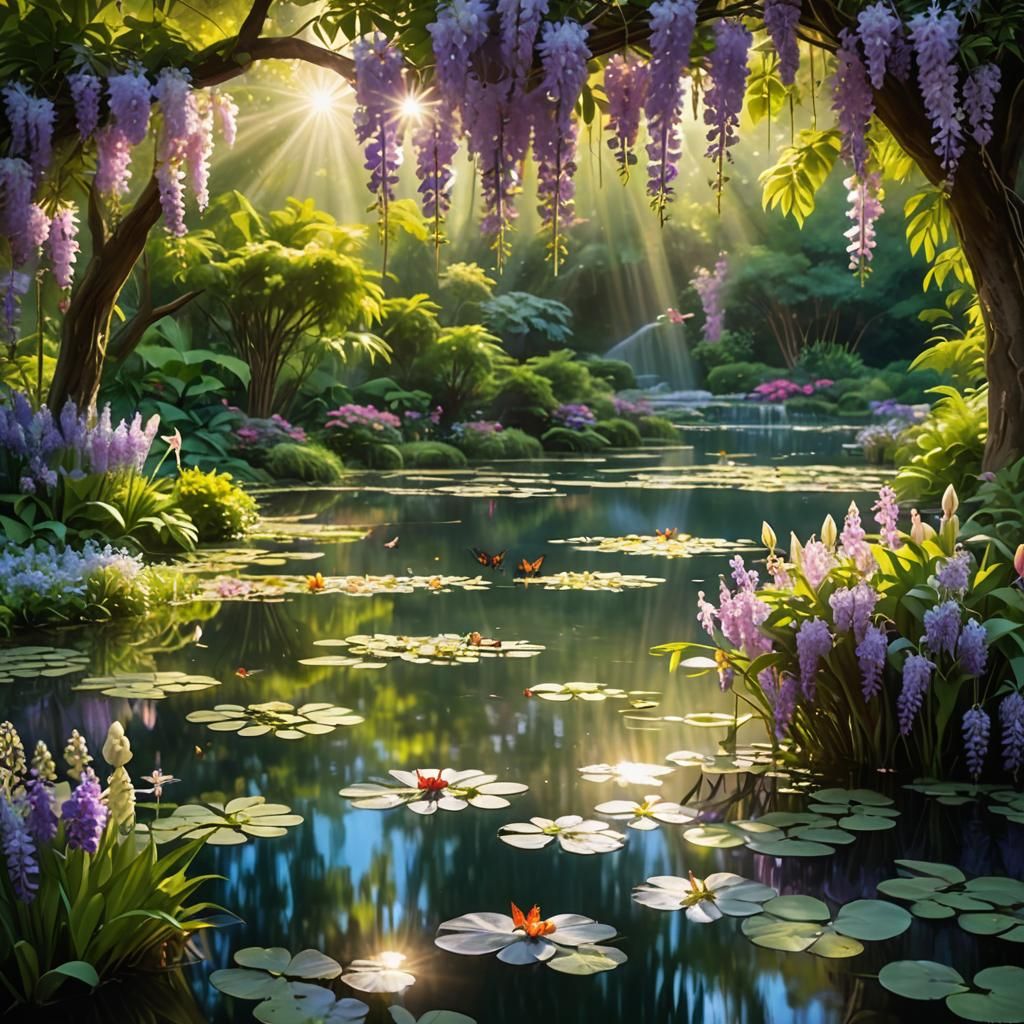 Wisteria and lily piers