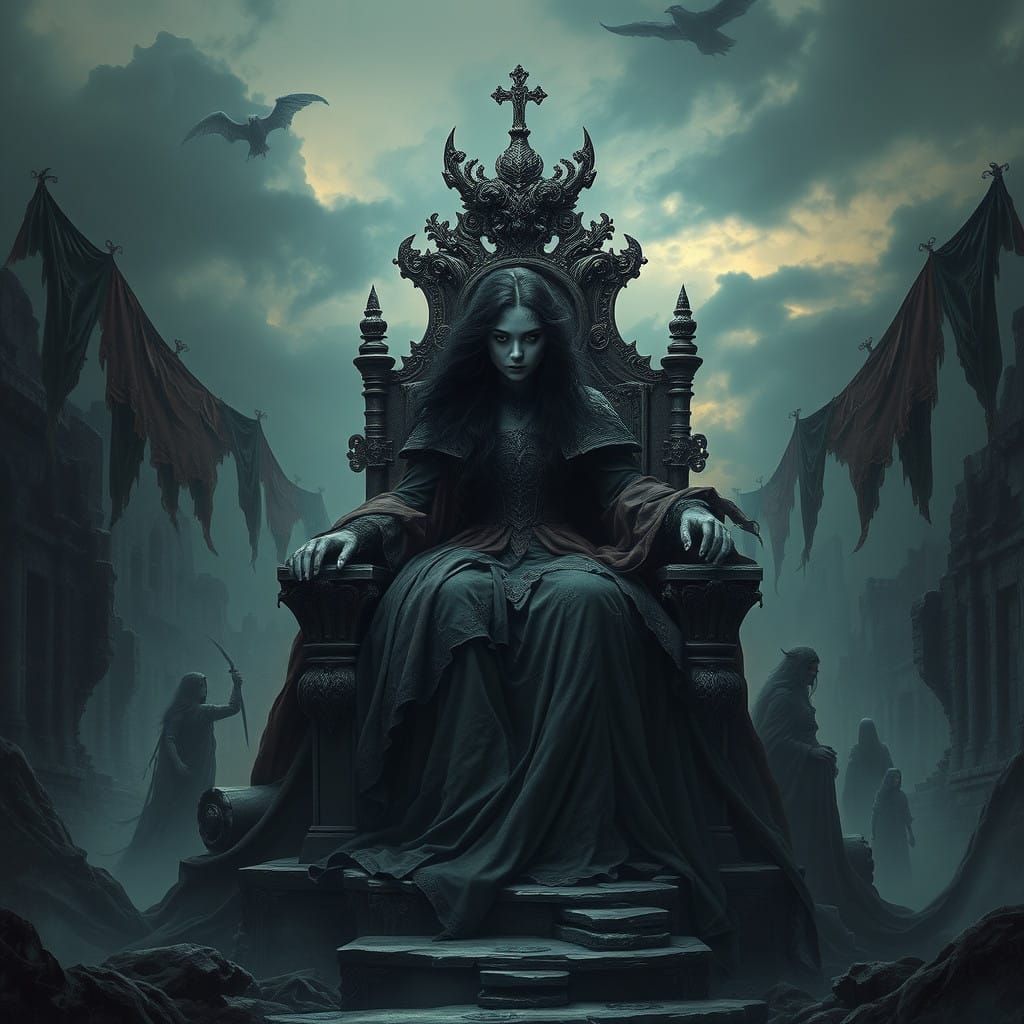 Sorrowful Renaissance Queen in Twilight Majesty