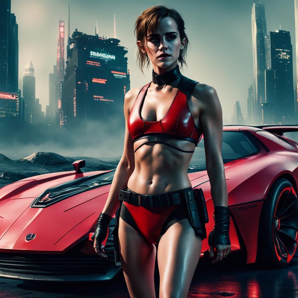 Woman in Red Bikini, Cyberpunk 2099 Neon