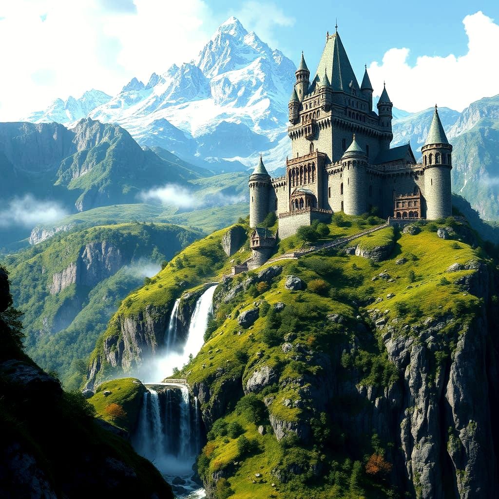 Epic Medieval Fantasy Castle Amidst Nature's Splendor