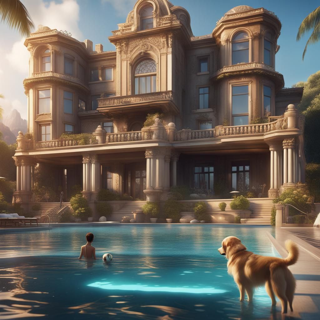 Futuristic Mega-Mansion on Beach: Concept Art