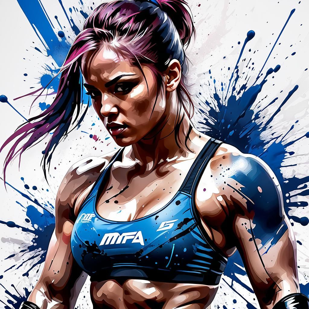 Intense MMA Fighter in Textured Speedpaint Style
