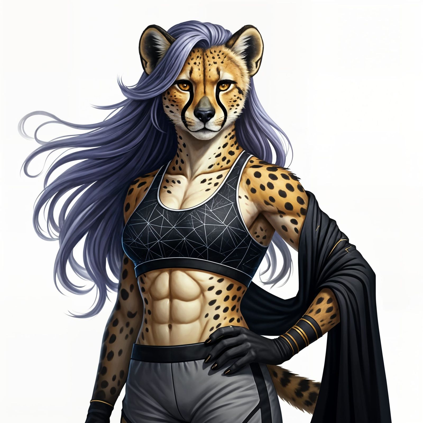 Anthropomorphic Hyena-Cheetah Girl in Digital Illustration