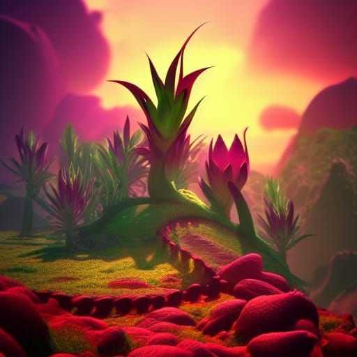 Dragonfruit Dreamland: Epic Fantasy Landscape